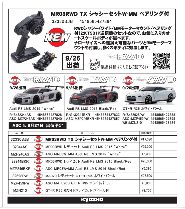 KYOSHO RC Information　ミニッツ MR-03RWD シャシー･送信機セット ＆ 各種レディセット 新登場！