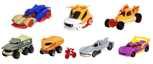 マテル・インターナショナル株式会社　世界No.1のミニカーブランドHot Wheelsから、SEGAを代表するキャラクター『ソニック』や『テイルス』に加え、『E.T.』、『ジョーズ』などの人気キャラクターカーが新登場