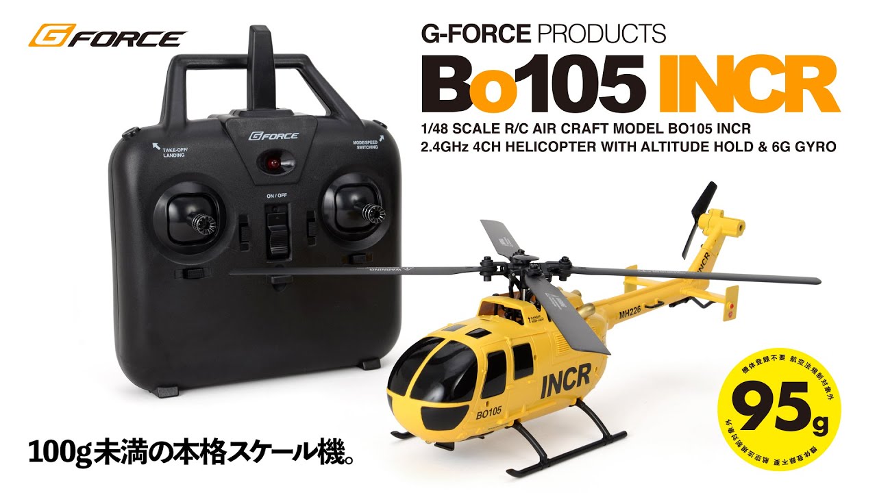 株式会社ジーフォース　2.4GHz 4chスケールマイクロヘリ「Bo105 INCR」発売のお知らせを掲載