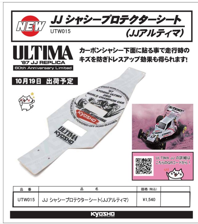 KYOSHO RC Information　 ’87 JJ アルティマ レプリカ用 シャシープロテクターシートを発表